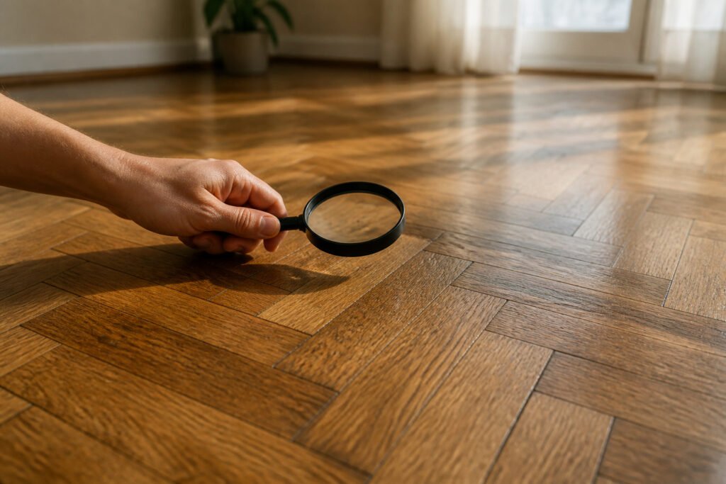 Inspection meticuleuse dun parquet