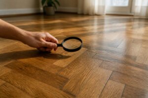 Inspection meticuleuse dun parquet