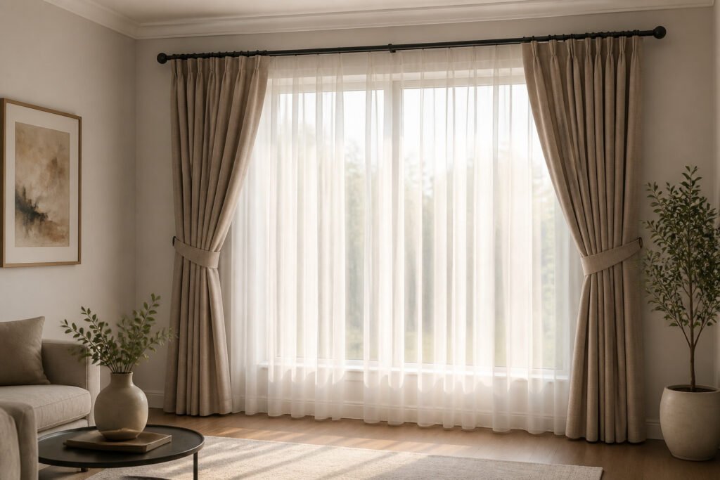 Double rideaux elegants sur fenetre