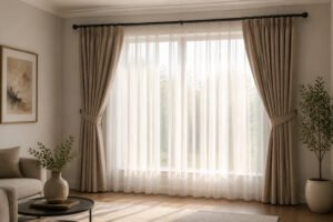 Double rideaux elegants sur fenetre