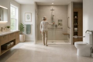 Salle de bain moderne et securisee pour seniors