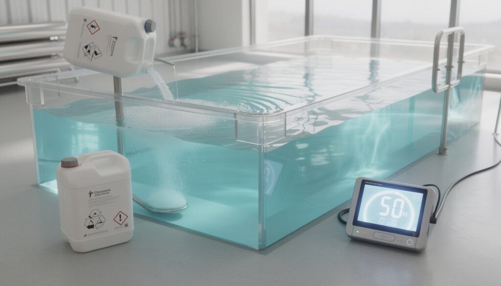 découvrez la quantité idéale de chlore choc nécessaire pour traiter efficacement 50 m³ d'eau et garantir une piscine propre et saine.