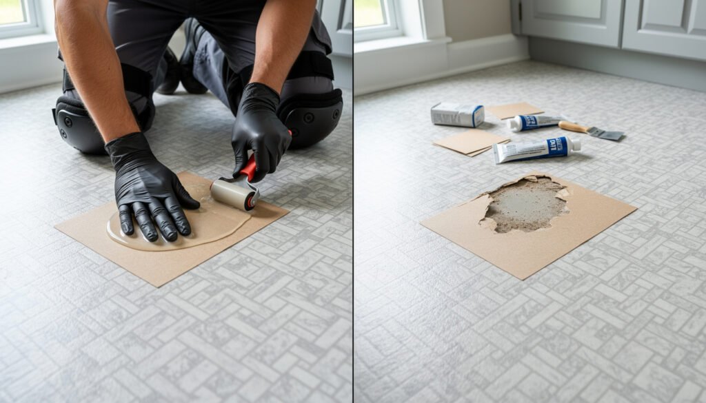 Réparer un trou dans le lino